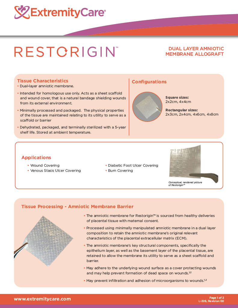 Restorigin Sales Sheet