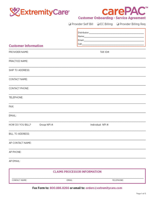 CarePAC Onboarding Form Service Agreement