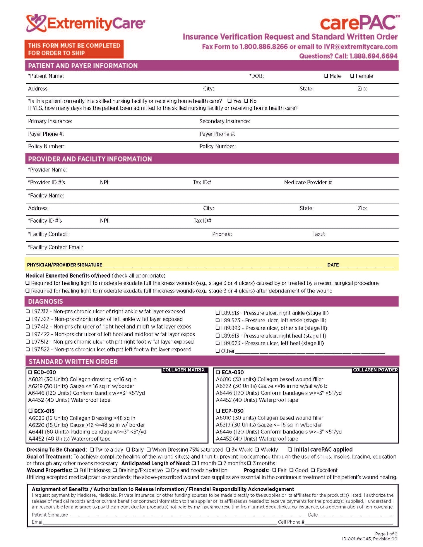 CarePAC IVR Form