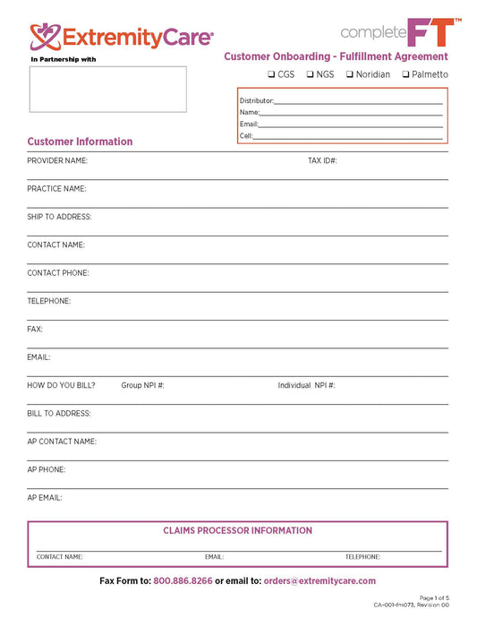 CompleteFT Onboarding Form Fulfillment Agreement- Distributor Copy