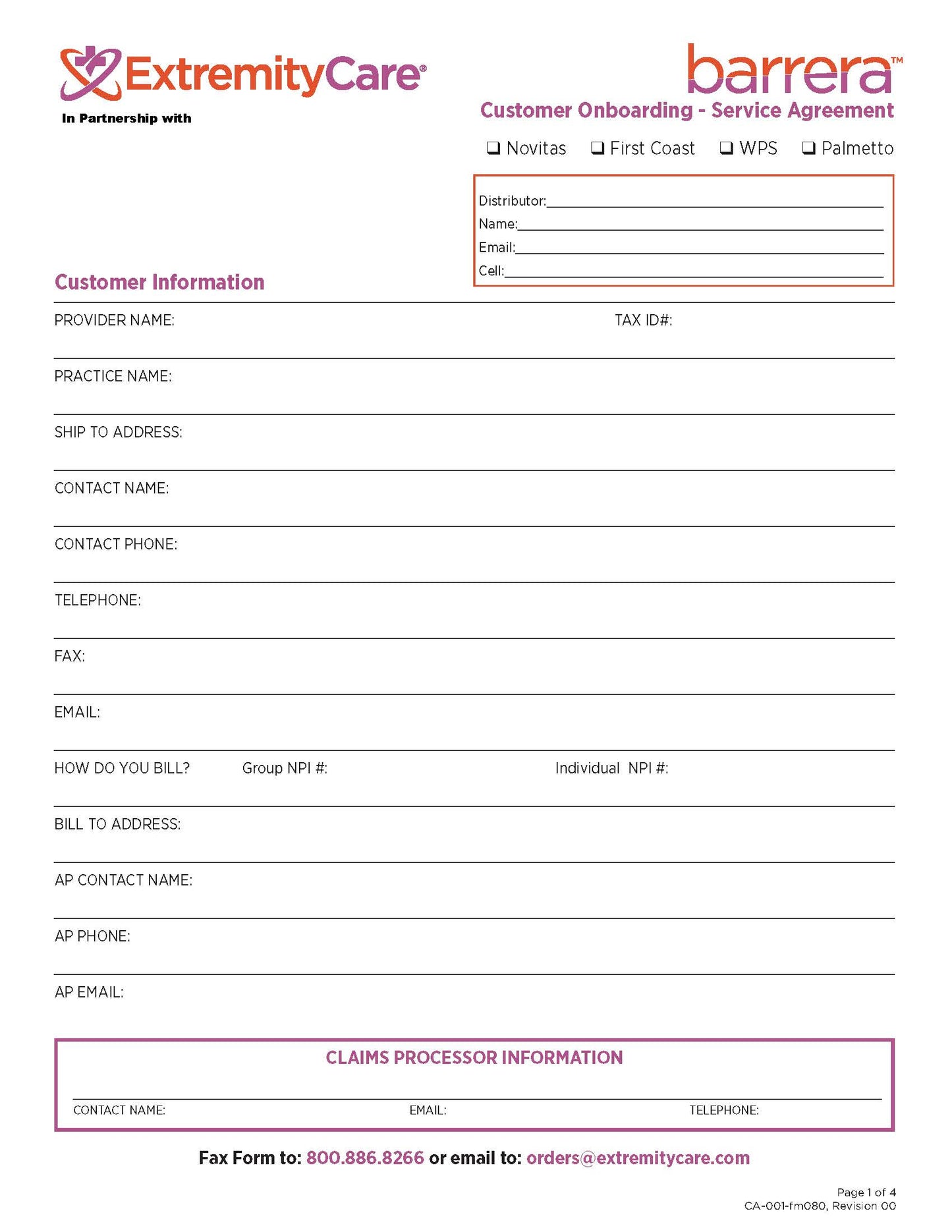 Barrera Onboarding Form Service Agreement- Distributor Copy