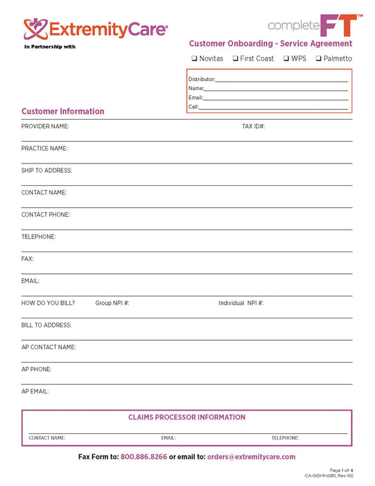 CompleteFT Onboarding Form Service Agreement- Distributor Copy